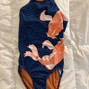 GK Elite Gymnastics Dance Koi Fish Print Simone Biles Leotard AXS